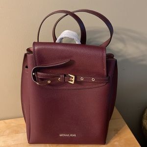Michael Kors Emilia Medium Backpack Pebbled Leather Merlot